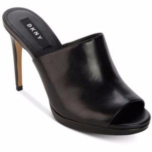 DKNY Val black leather heel  mules size 7